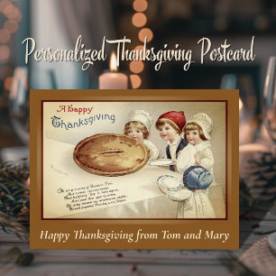 Vintage Retro Happy Thanksgiving Custom Postcard