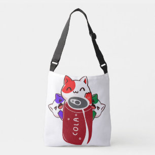 vintage retro happy three cats with cola  crossbody bag