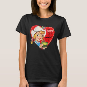 Vintage Retro Happy Valentines Day Card Cute  Cowg T-Shirt