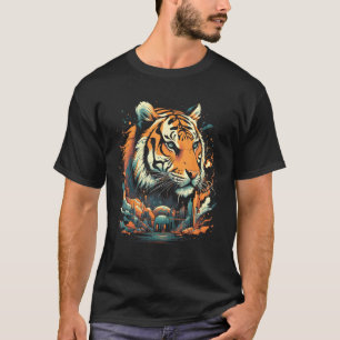 Vintage Retro Head Tiger Wildlife For Cat Men Wom T-Shirt