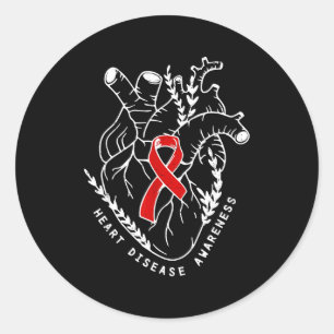 Vintage Retro Heart Disease Awareness Funny  Classic Round Sticker
