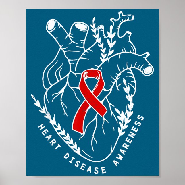 Vintage Retro Heart Disease Awareness Funny  Poster (Front)