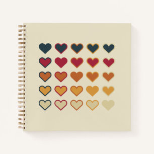 Vintage Retro Heart Pattern Notebook