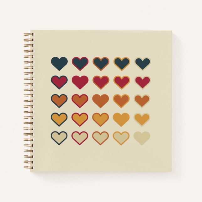 Vintage Retro Heart Pattern Notebook (Front)