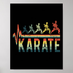 Vintage Retro Heartbeat Word Karate Kickboxing Cut Poster