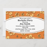 Vintage Retro Hibiscus Tropical Beach  Invitation