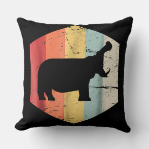 Vintage Retro Hippo Hippopotamus Lovers Gift Throw Pillow