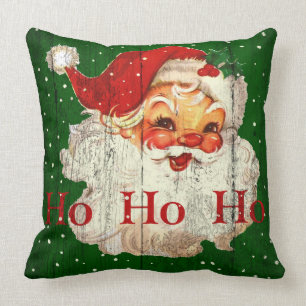Vintage Retro Ho Ho Ho Santa Claus Pillow