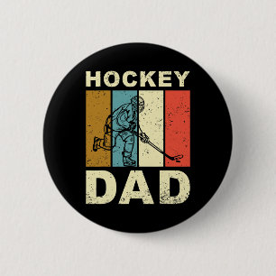 Vintage Retro Hockey Dad Father's Day  2 Inch Round Button