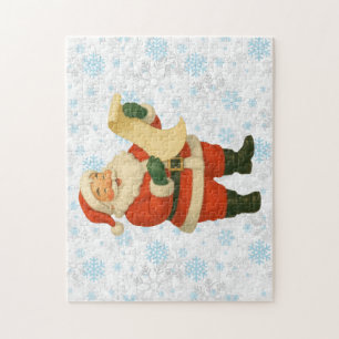 Vintage/retro holly jolly Santa Jigsaw Puzzle