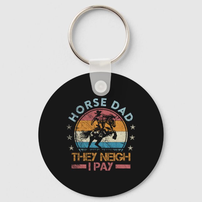 Vintage Retro Horse Dad  Keychain (Front)
