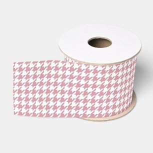 Vintage Retro Houndstooth Pattern Pink Grosgrain Ribbon