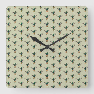 Vintage Retro Hummingbird Pattern Square Wall Clock