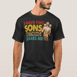 Vintage Retro I Have Two Sons American Flag Dad Ho T-Shirt