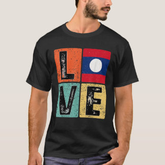 Vintage Retro I Love Laos Flag for Laotian Pride G T-Shirt