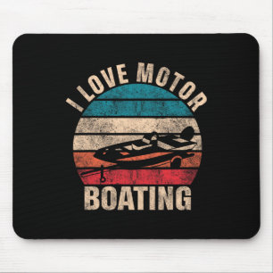 Vintage Retro I Love Motor Boating Funny Boater 1  Mouse Pad