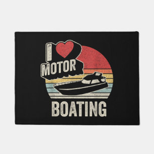Vintage Retro I Love Motor Boating Funny Boater Doormat