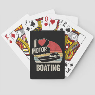 Vintage Retro I Love Motor Boating Funny Boater Playing Cards