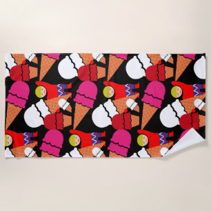 Vintage Retro Ice Cream Art Beach Towel