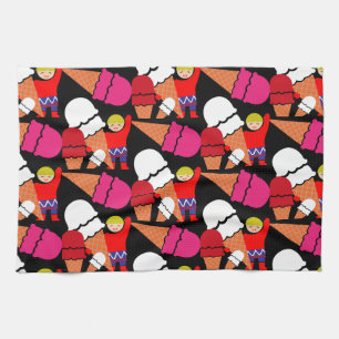 Vintage Retro Ice Cream Art Kitchen Towel