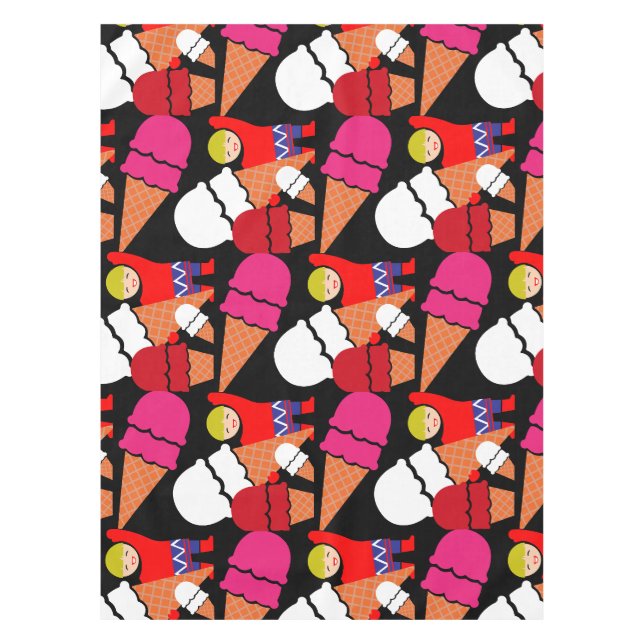 Vintage Retro Ice Cream Art Tablecloth (Front)
