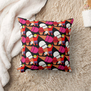 Vintage Retro Ice Cream Art Throw Pillow