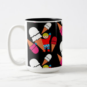 Vintage Retro Ice Cream Art Two-Tone Coffee Mug