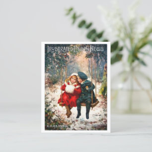 Vintage Retro Illustrated London News Christmas Postcard