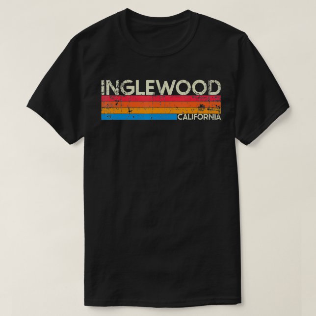 Vintage Retro Inglewood California Distressed  T-Shirt (Design Front)