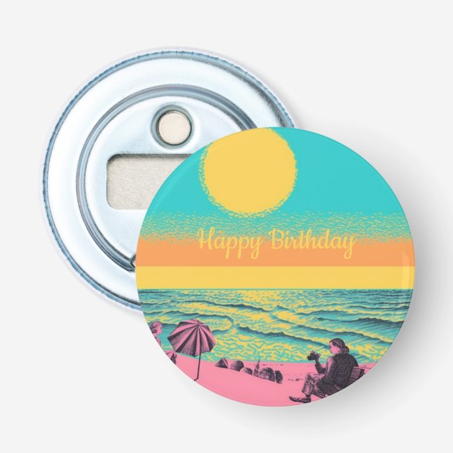 Vintage/retro inspired, beach  bottle opener (Front)