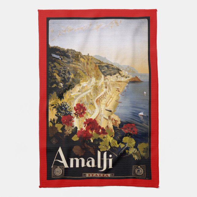 Vintage retro Italian poster Kitchen Towel (Vertical)