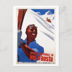 Vintage retro Italian winter sports ski travel Postcard