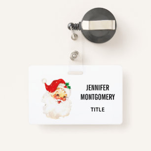 Vintage Retro Jolly Old Santa Claus Christmas Badge
