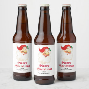 Vintage Retro Jolly Old Santa Claus Christmas Beer Bottle Label