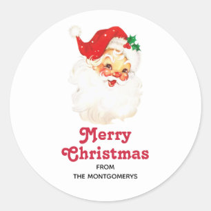 Vintage Retro Jolly Old Santa Claus Christmas Classic Round Sticker