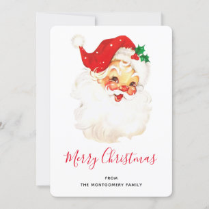 Vintage Retro Jolly Old Santa Claus Christmas Holiday Card