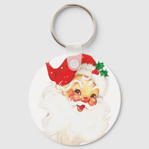Vintage Retro Jolly Old Santa Claus Christmas Keychain