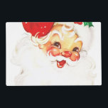 Vintage Retro Jolly Old Santa Claus Christmas Laminated Place Mat<br><div class="desc">Placemat with a vintage image of a retro santa claus face. Happy and jolly with round rosy cheeks.</div>