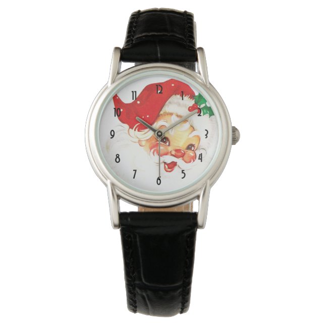 Vintage Retro Jolly Old Santa Claus Christmas Watch (Front)