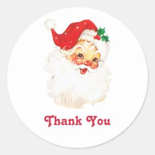 Vintage Retro Jolly Old Santa Claus Thank You Classic Round Sticker