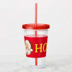 Vintage Retro Jolly Santa Claus Christmas Acrylic Tumbler