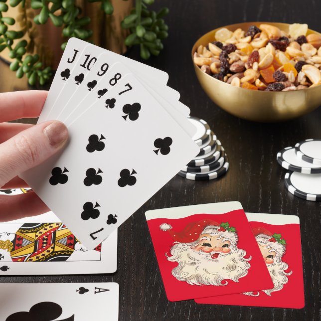 Vintage Retro Jolly Santa Claus Christmas Playing Cards (In Situ)