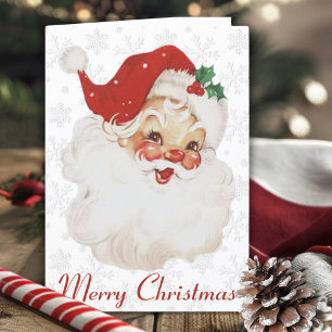 Vintage Retro Jolly Santa Claus Custom Christmas Holiday Card