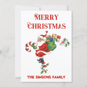 Vintage Retro Jolly Santa Merry Christmas Holiday Card