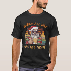 Vintage Retro Jolly Santa With Eggnog T-Shirt