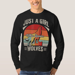 Vintage Retro Just A Girl Who Loves Wolves Wolf  G T-Shirt