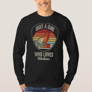 Vintage Retro Just A Girl Who Loves Wolves Wolf  G T-Shirt