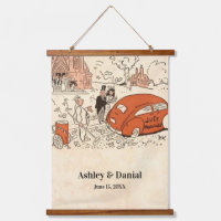 Vintage Retro Just Married Couple Classic Wedding