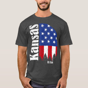 Vintage Retro Kansas American Flag 4th of July Pat T-Shirt