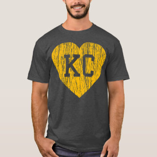 Vintage Retro KC Love Yellow Heart Art American T-Shirt